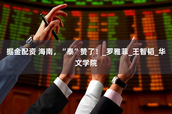 掘金配资 海南，“泰”赞了！_罗雅菲_王智韬_华文学院